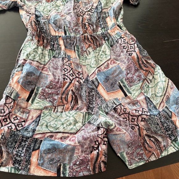 Vintage 80s 90s Womens AIM Sport Rayon Jumper Romper Shorts Size Large - Picture 4 of 5